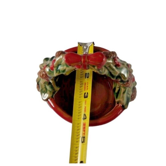 VTG Glazed Christmas Basket Pottery Trinket Candy Dish Stoneware Holiday Signed - Picture 9 of 9